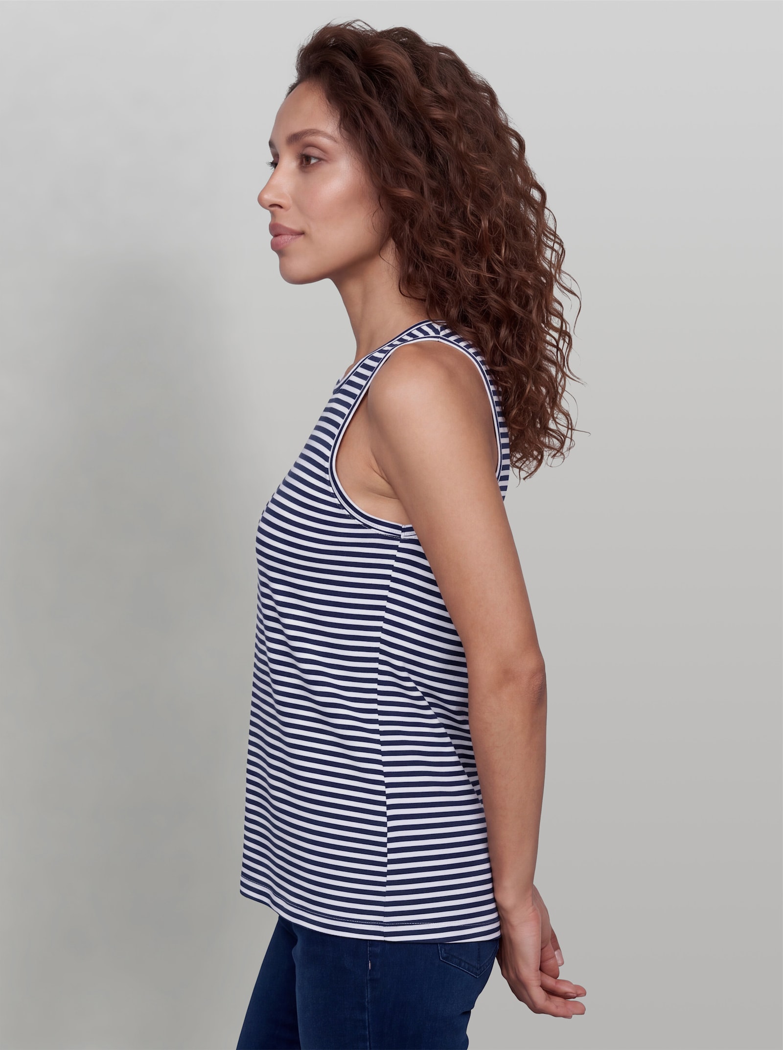heine Shirttop im Doppelpack - marine-weiß-geringelt + weiß