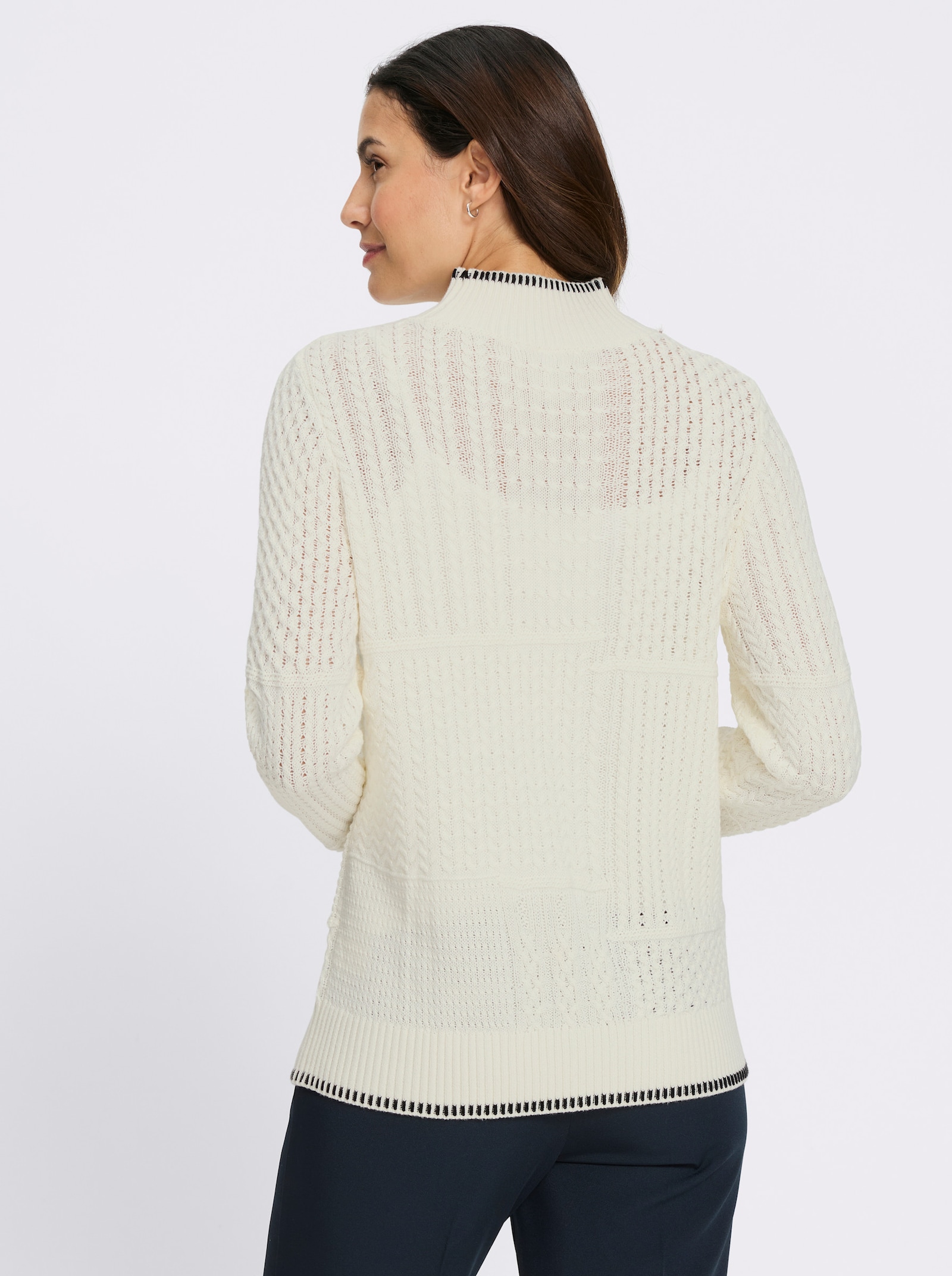 Stehkragenpullover - champagner-gemustert