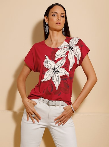 Print-Shirt - rot-champagner-bedruckt