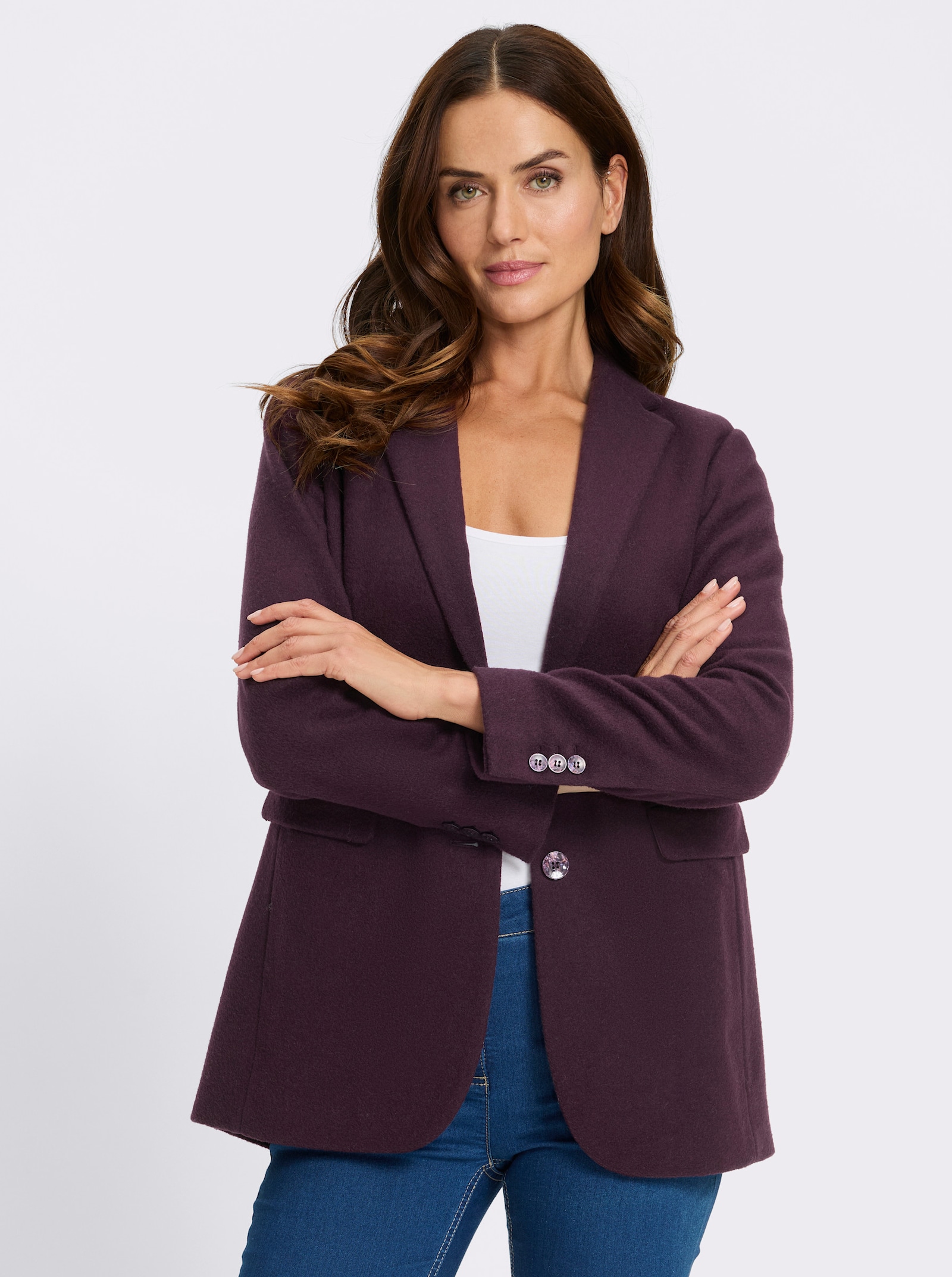 heine Blazer mit Woll-Anteil - aubergine