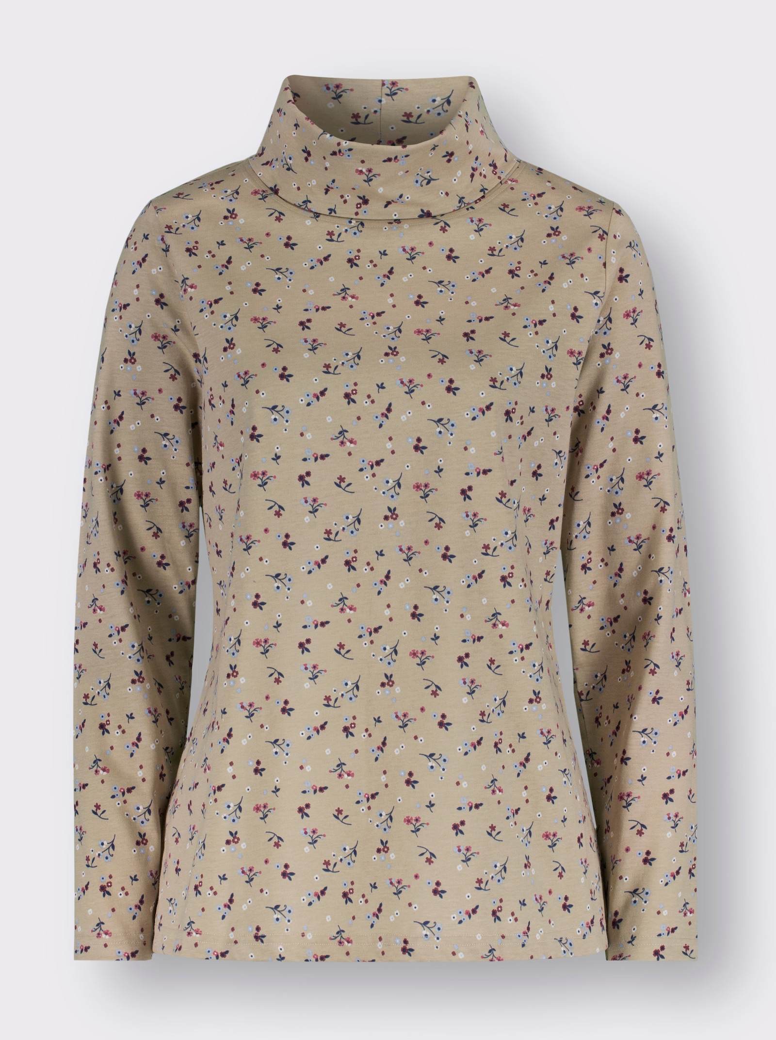 Shirt met lange mouwen in bloemetjesdessin - beige geprint