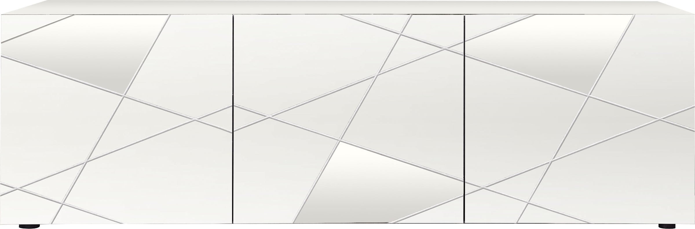 rot/Weiss günstig Kaufen-Lowboard in weiss hochglanz lack von LC. Lowboard in weiss hochglanz lack von LC <![CDATA[Maße (B/T/H): 181/42/57 cm, Front mit Siebdruck und Spiegel, 3 Türen, FSC®-zertifizierter Holzwerkstoff, Italian Design]]>. 