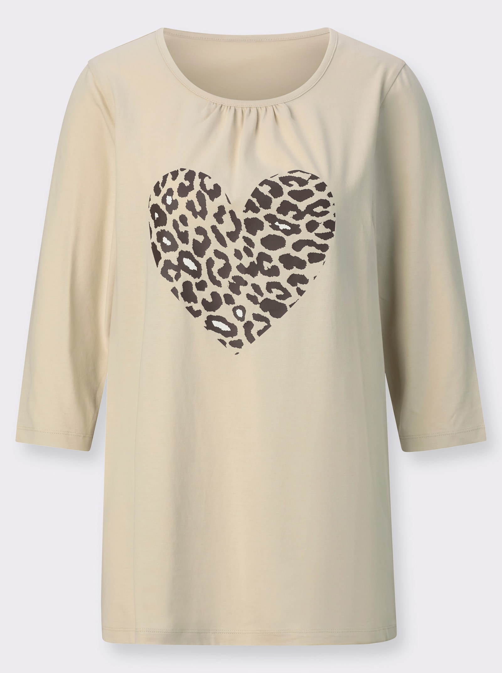 Longshirt mit Herz-Motiv - sand-schoko