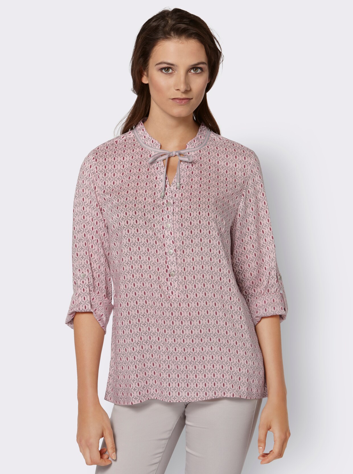 Druckbluse - rosé-gemustert