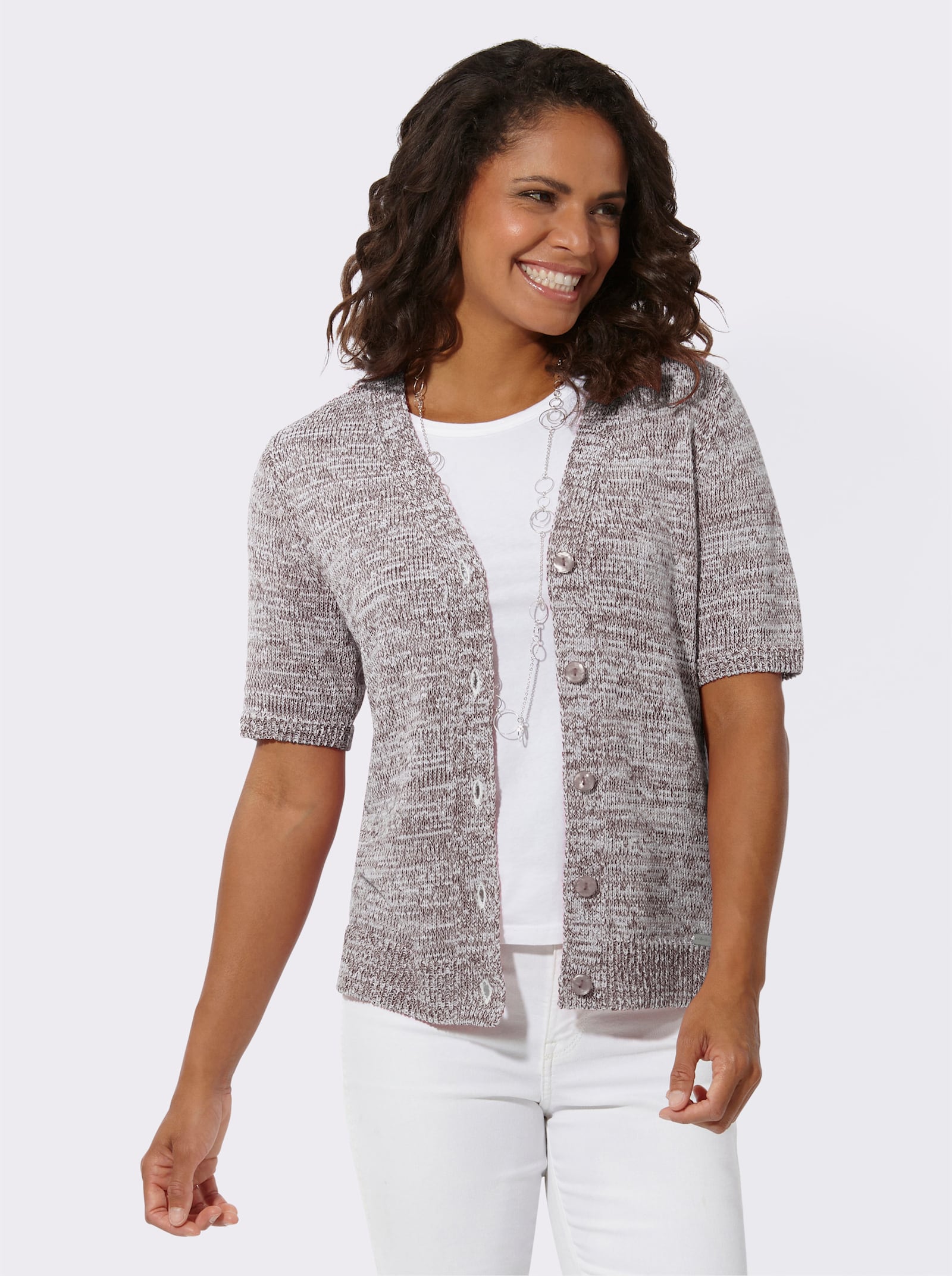 Strickjacke in Melange-Optik - sesam-meliert