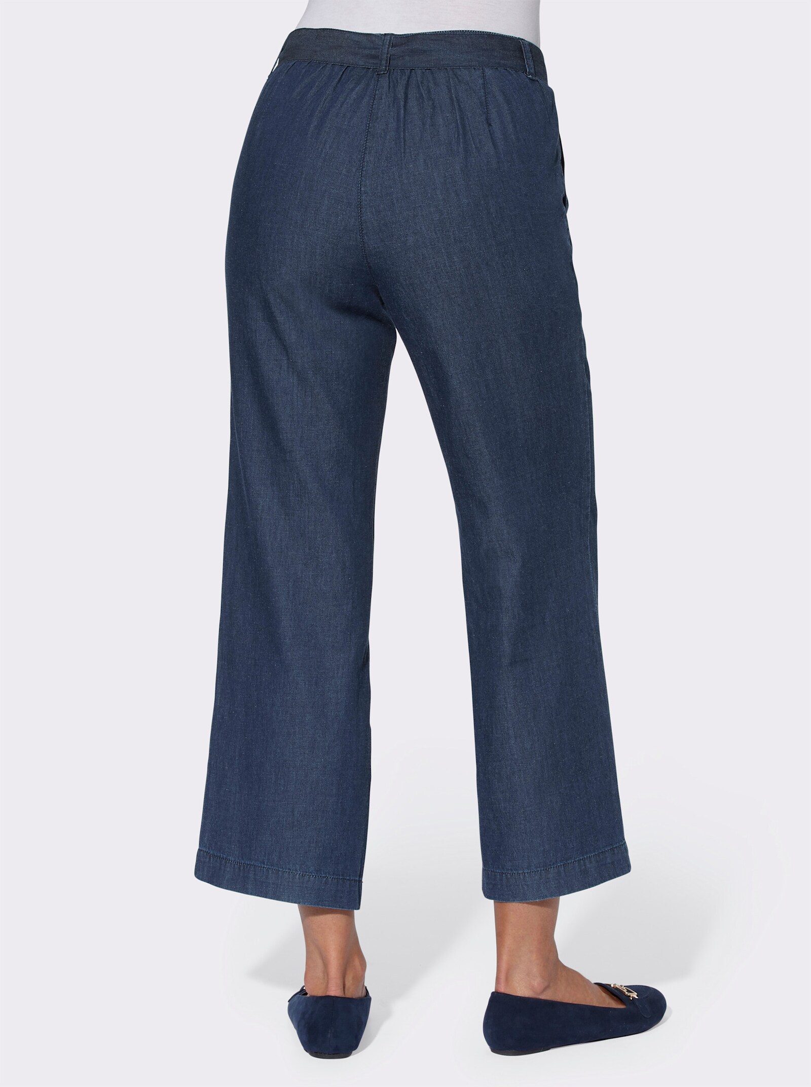 Culotte met bijpassende bindceintuur - blue-stonewashed