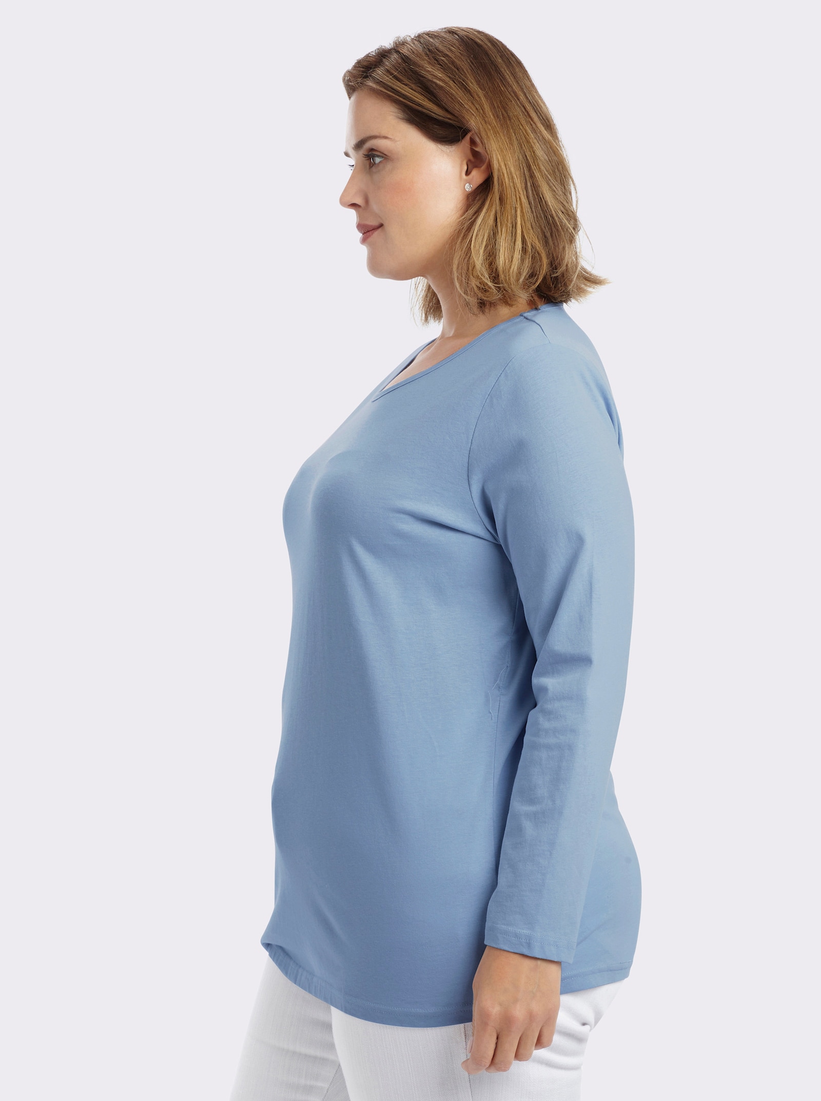 Langarmshirt in weiter Form - hellblau