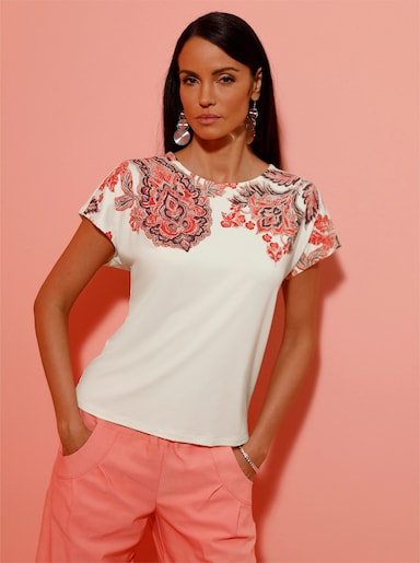 Print-Shirt - champagner-koralle-bedruckt