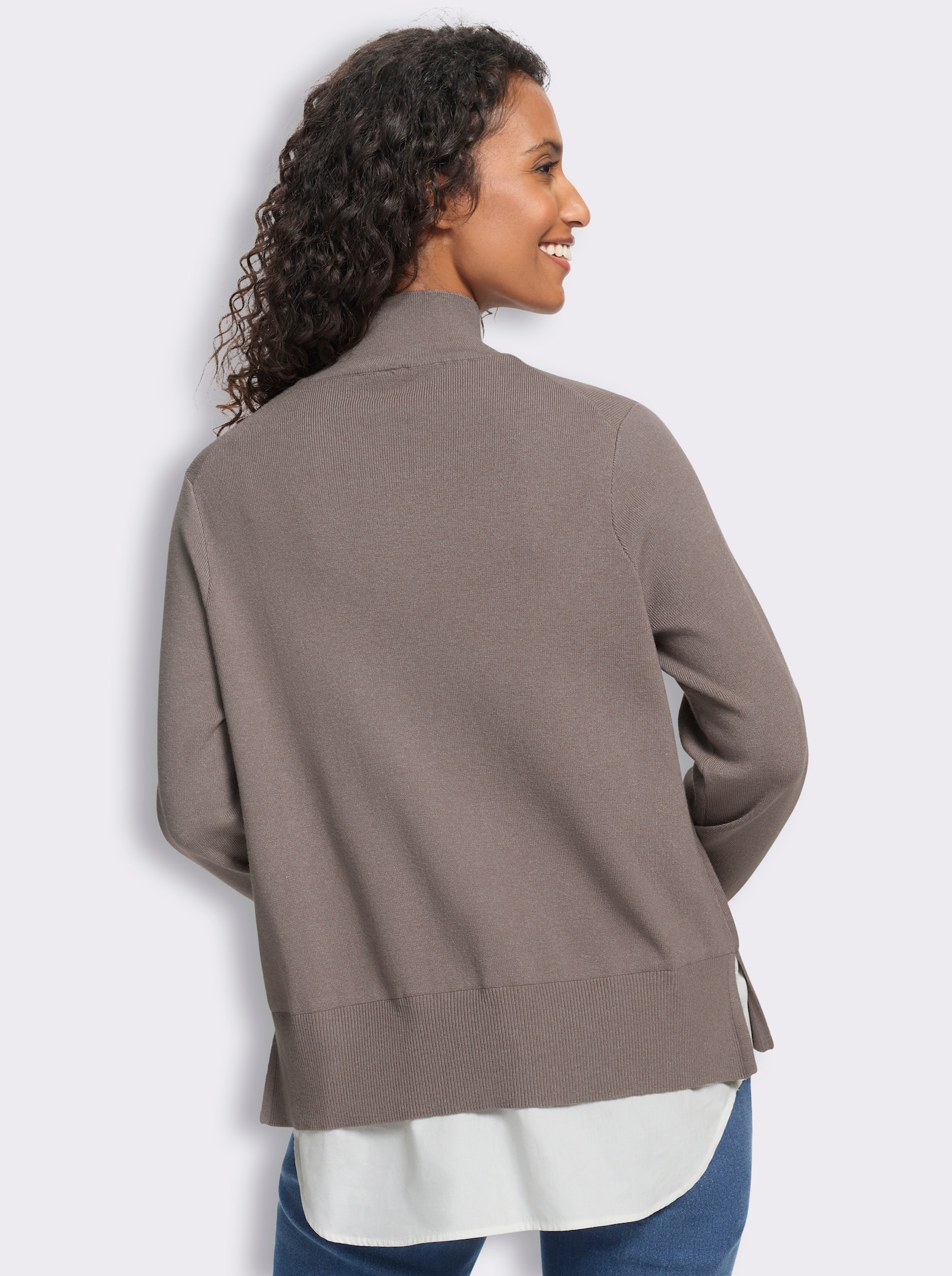 heine Feinstrickpullover in 2-in-1-Optik - taupe