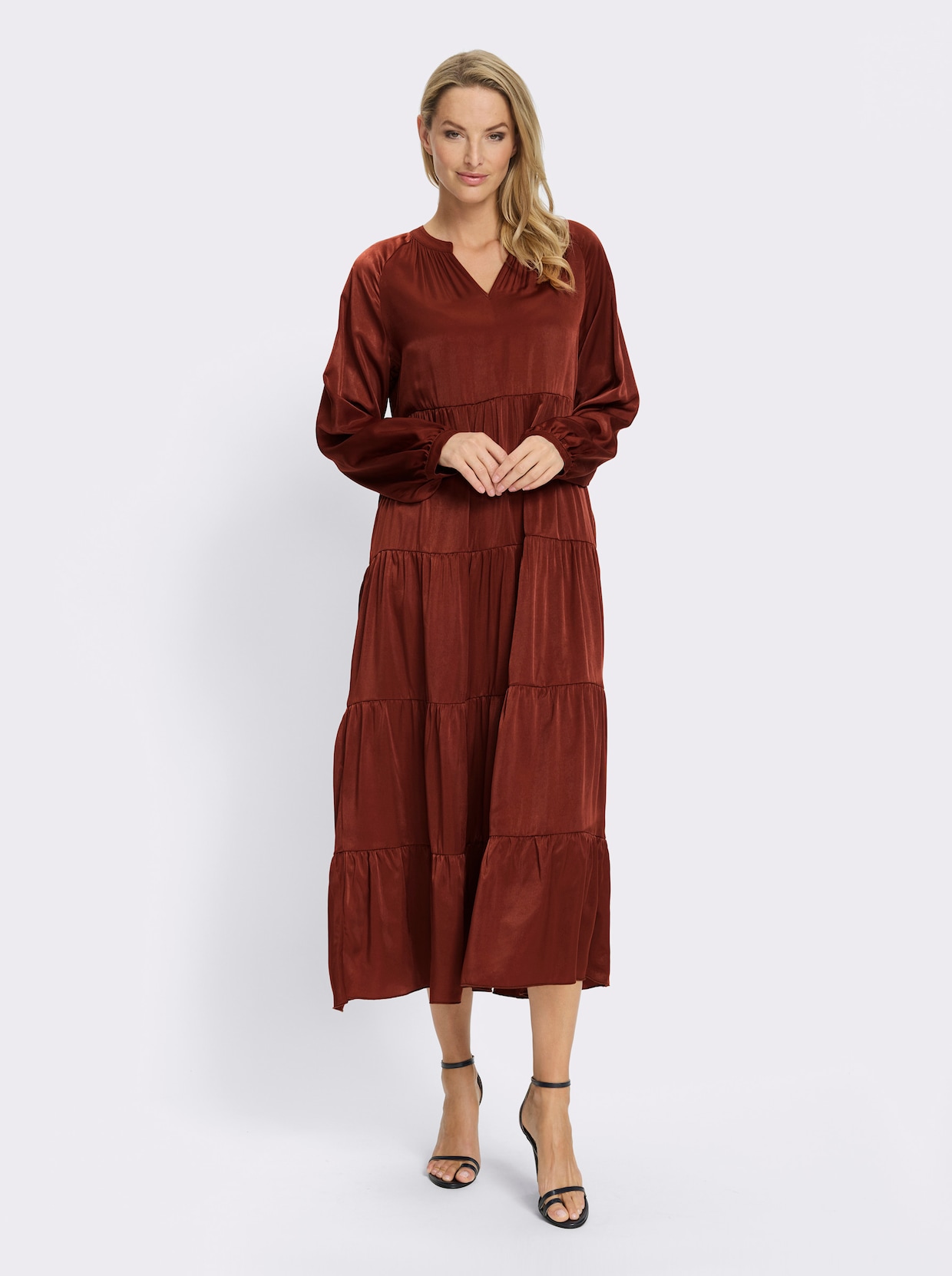 heine Webkleid - rotbraun