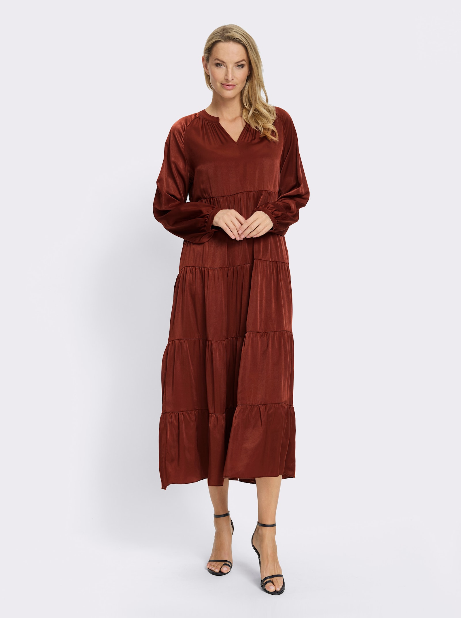 heine Robe tissée en mélange doux de viscose - marron rouge