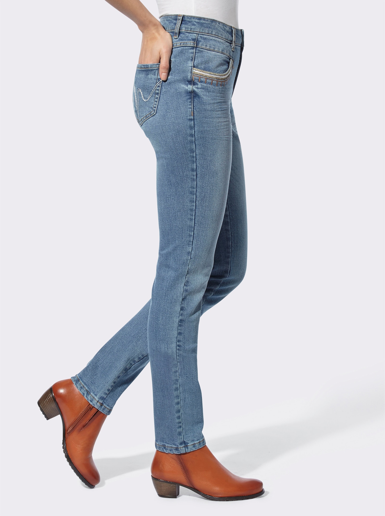 heine Push-up-Jeans mit Zierband - blue-bleached