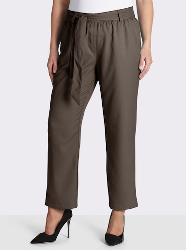 Palazzohose mit Bindegürtel - khaki