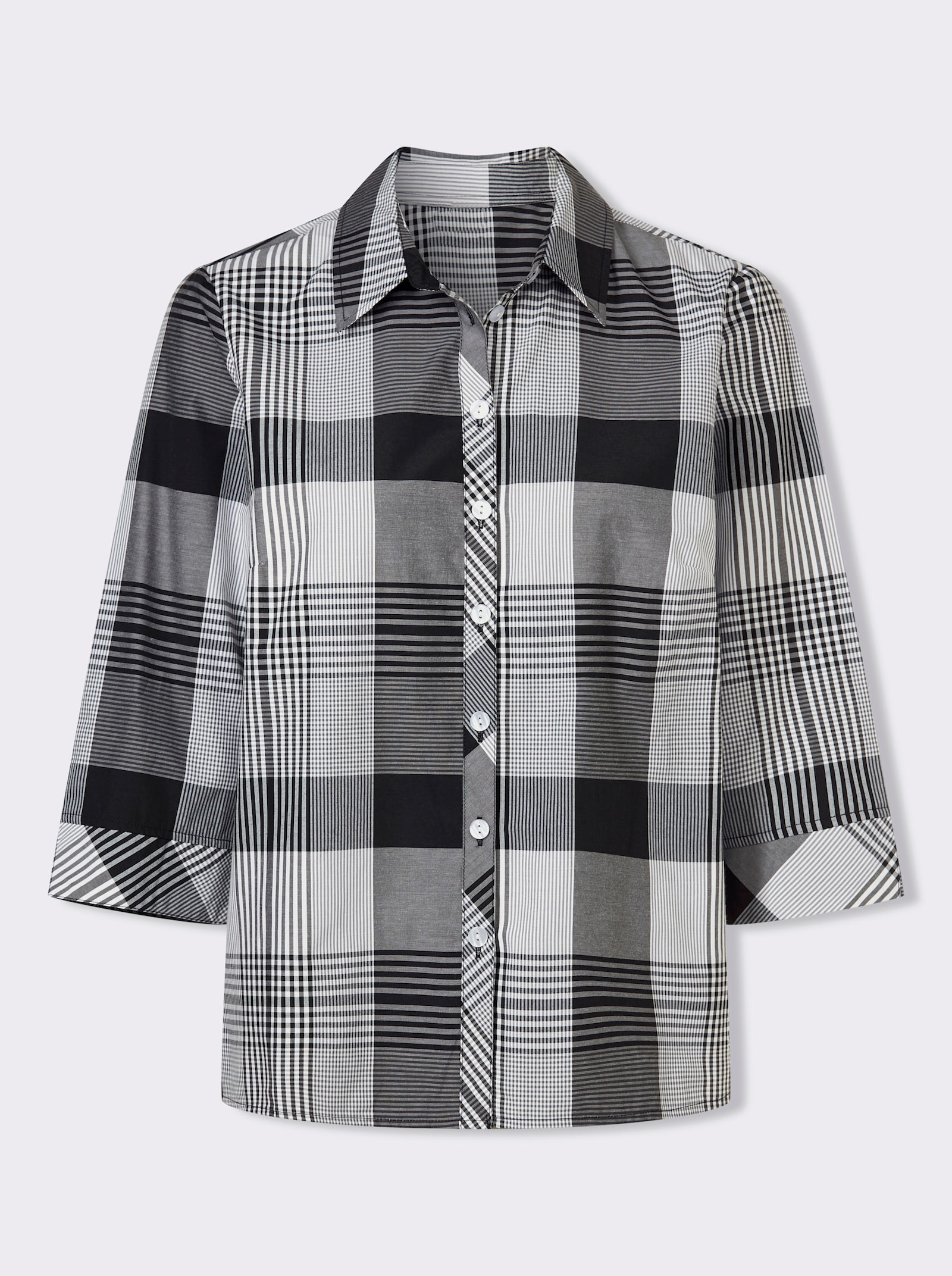 Károvaná blúzka - Čierna a biela skontrolovať