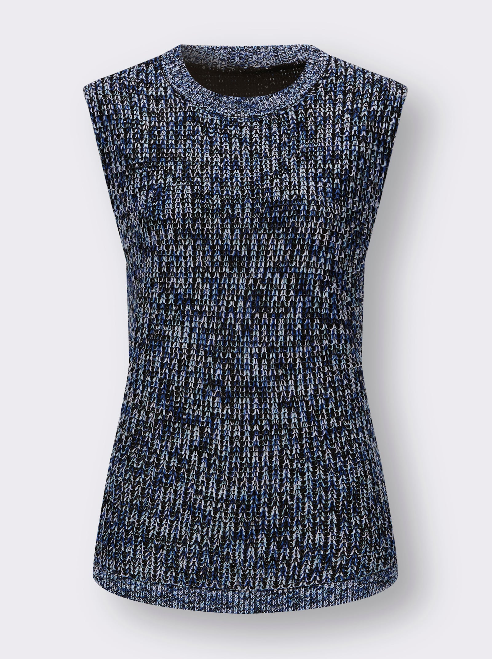 Pullunder mit Strickmuster, Melange-Garn - royalblau-aqua-meliert