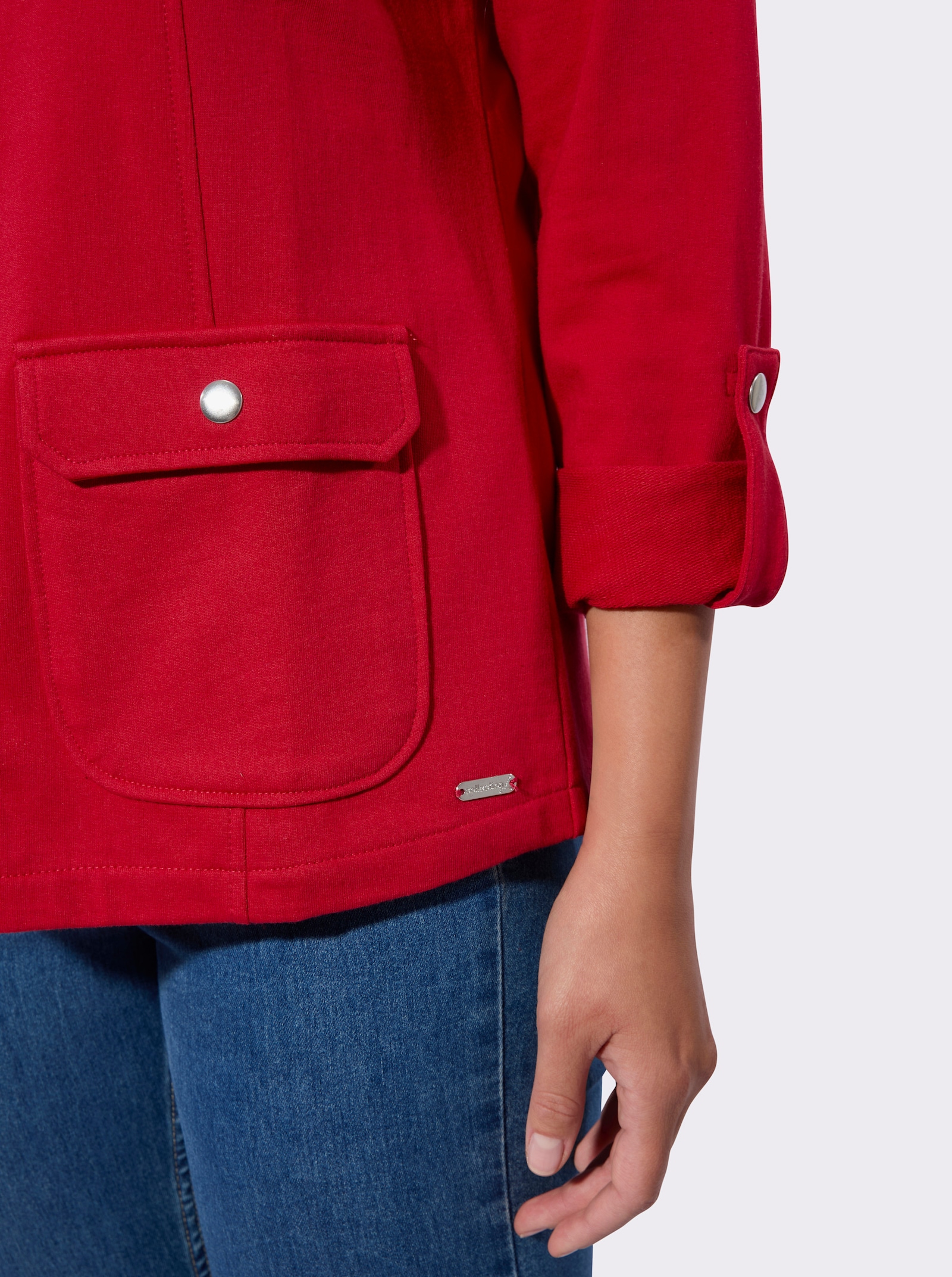 Shirtjacke mit Druckknopf-Verschluss - rot