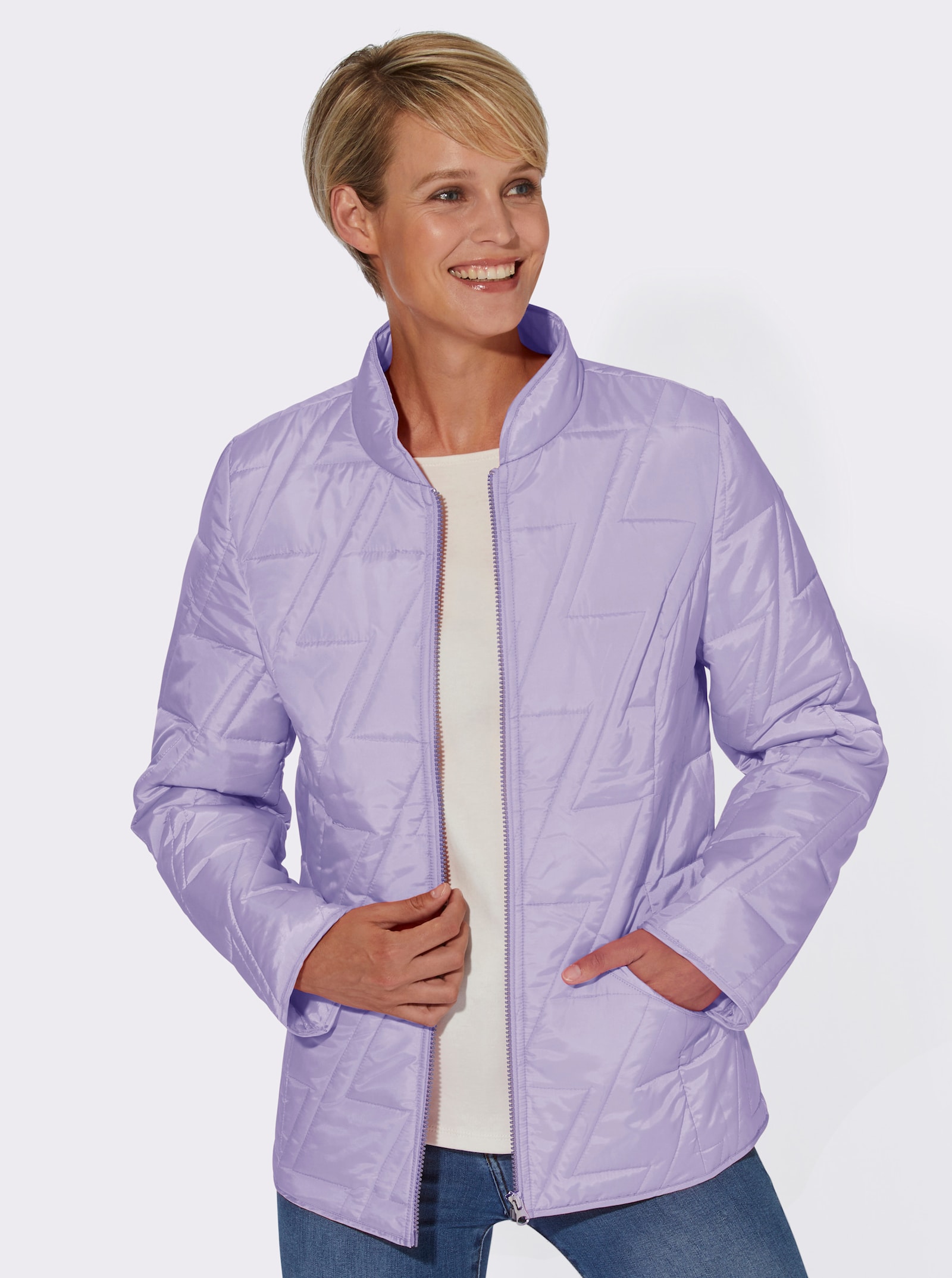 Steppjacke mit Zick-Zack-Muster - flieder