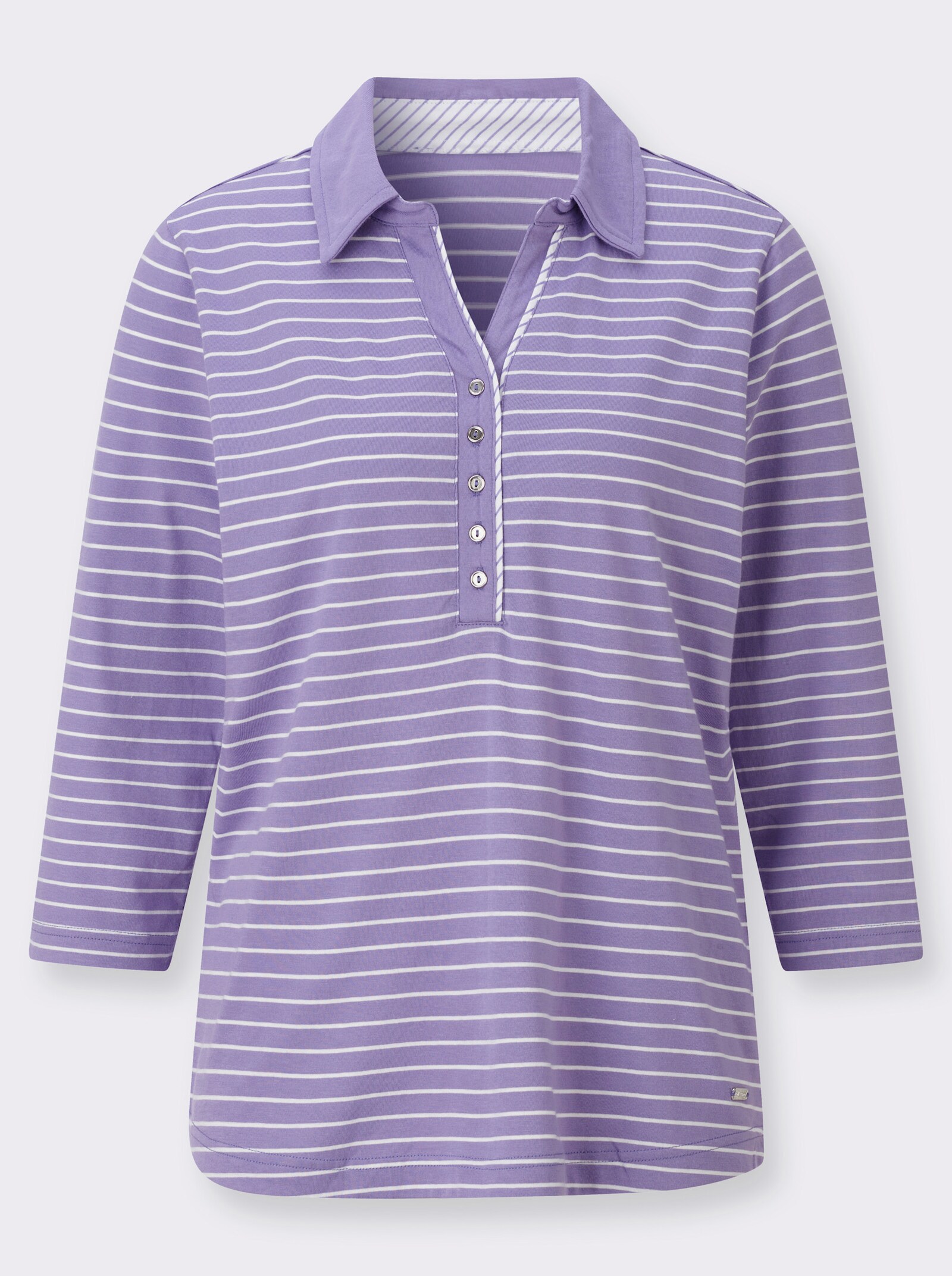 Poloshirt im Ringel-Dessin - lavendel-ecru-geringelt