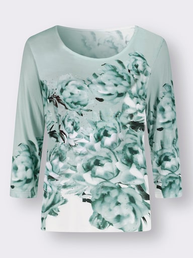 3/4-Arm-Shirt - weiß-kalkmint-bedruckt
