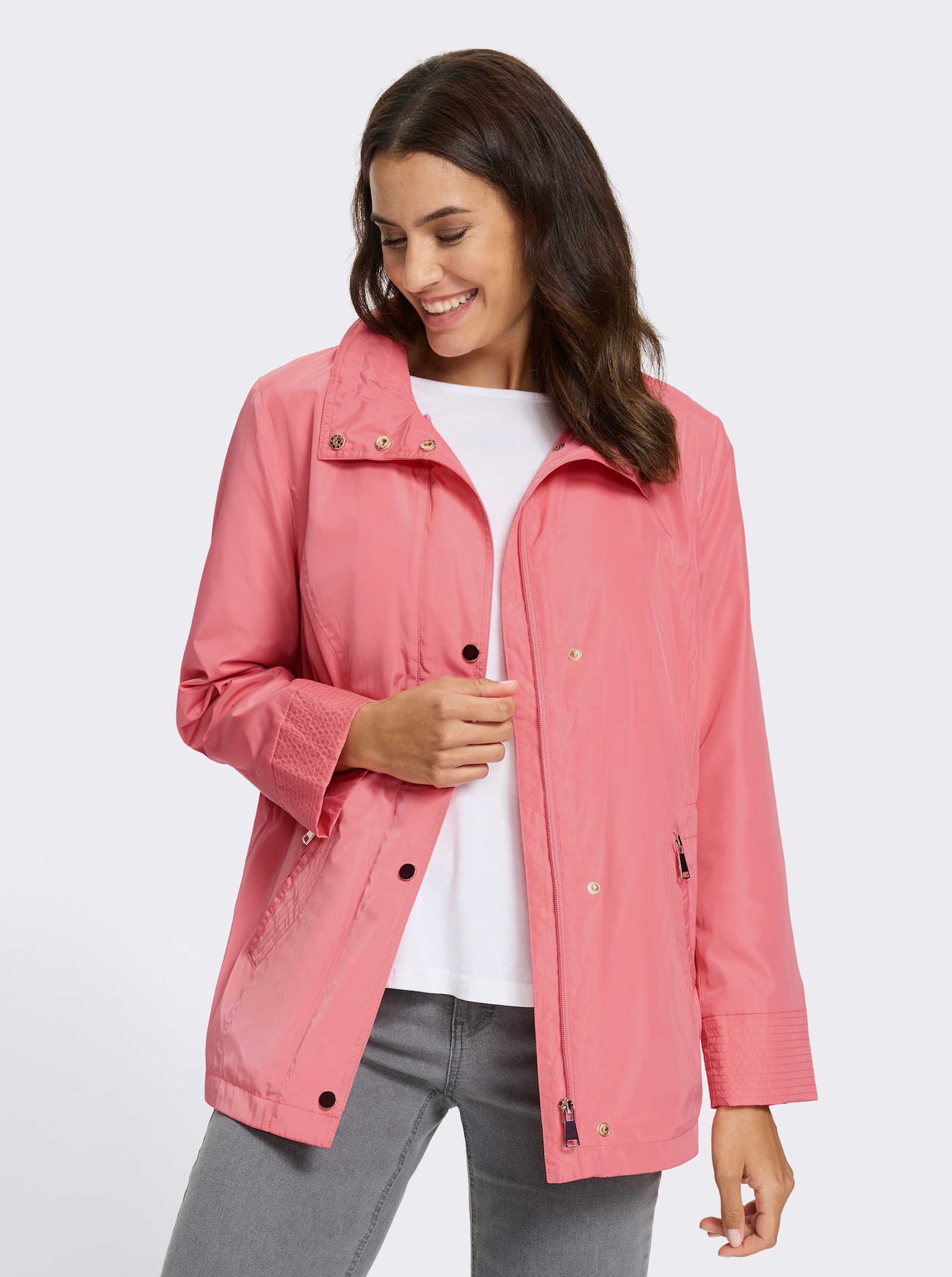 Outdoorjacke mit Tunnelzug auf Taillenhöhe - flamingo