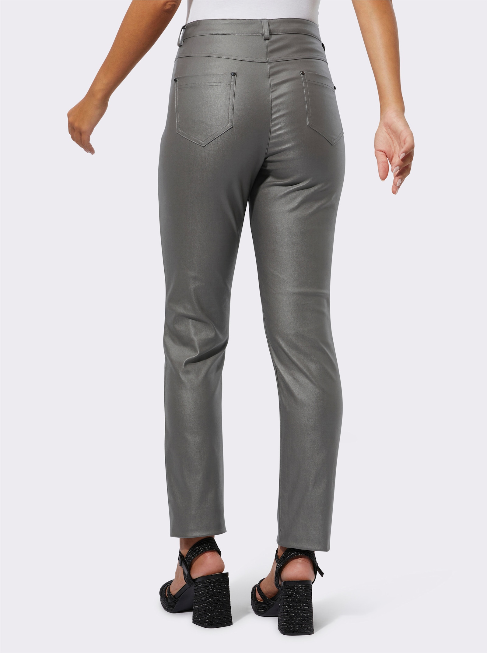 Pantalon 5 poches en synthétique - anthracite