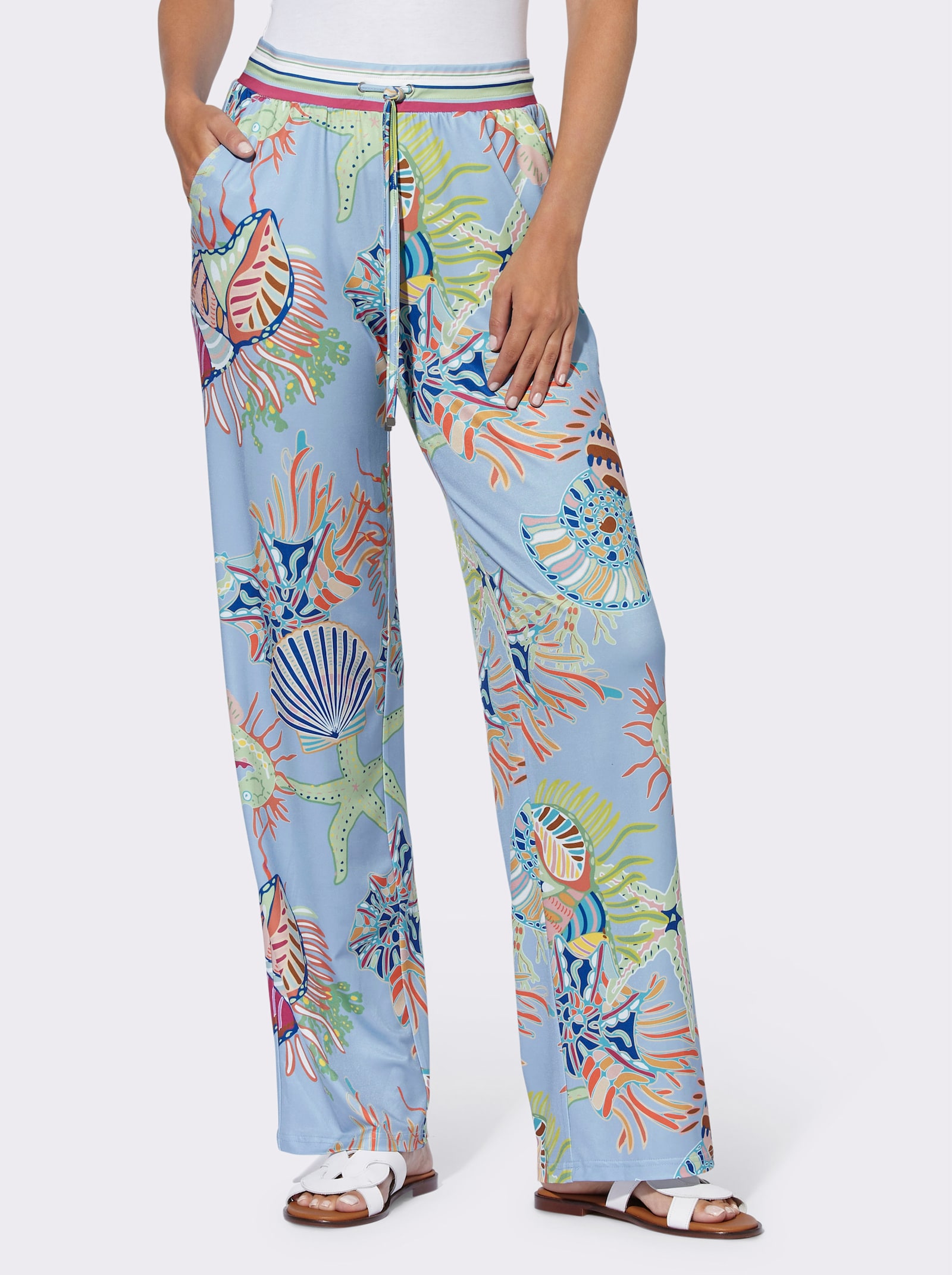 heine Druckhose mit exklusivem Dessin - eisblau-reseda-bedruckt