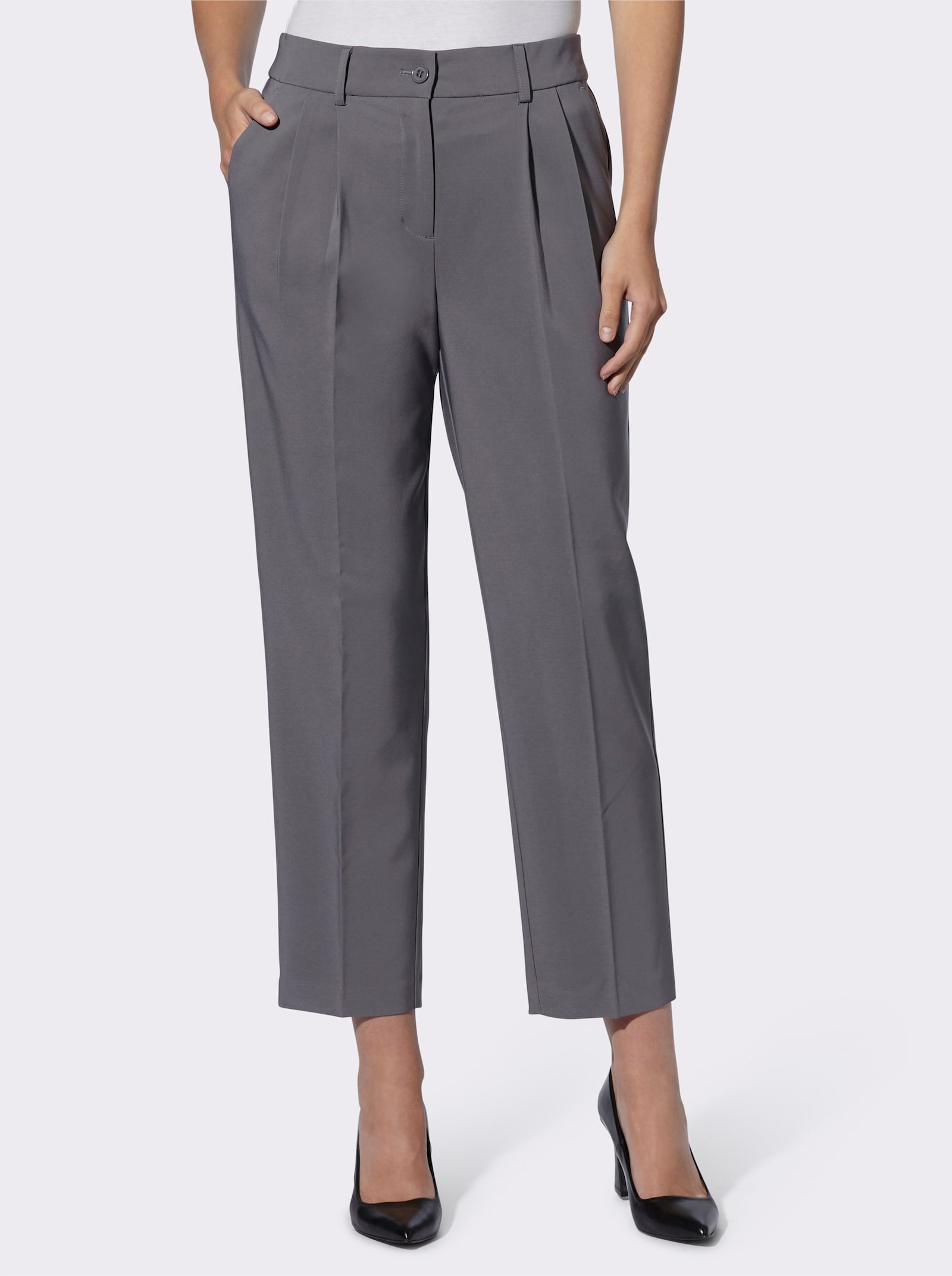 heine Bügelfaltenhose mit verstecktem Dehnbund - anthrazit