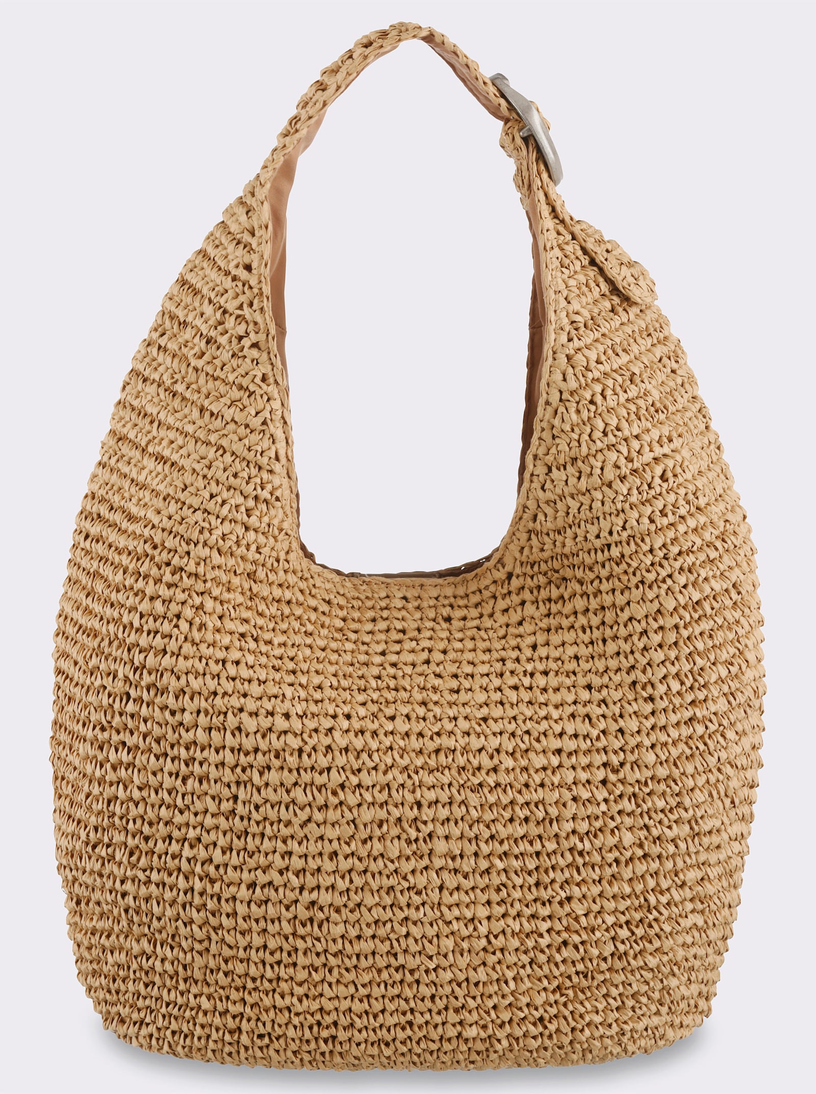 Basttasche mit Schmuckschließe - sand