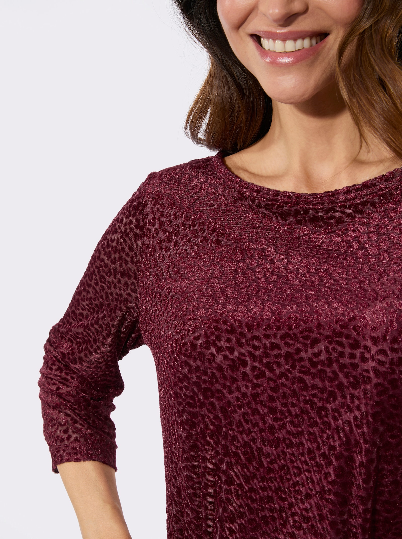 Jerseykleid in Pannesamt-Qualität - bordeaux