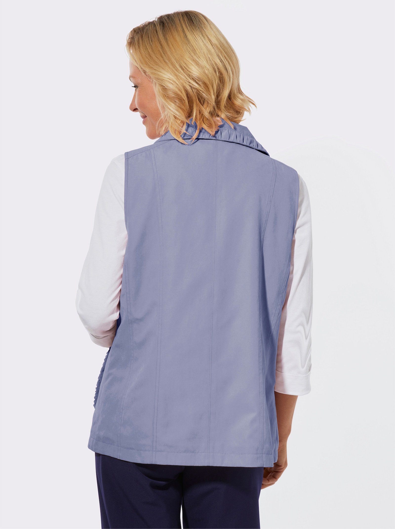 Gilet met rimpelingen - duivenblauw