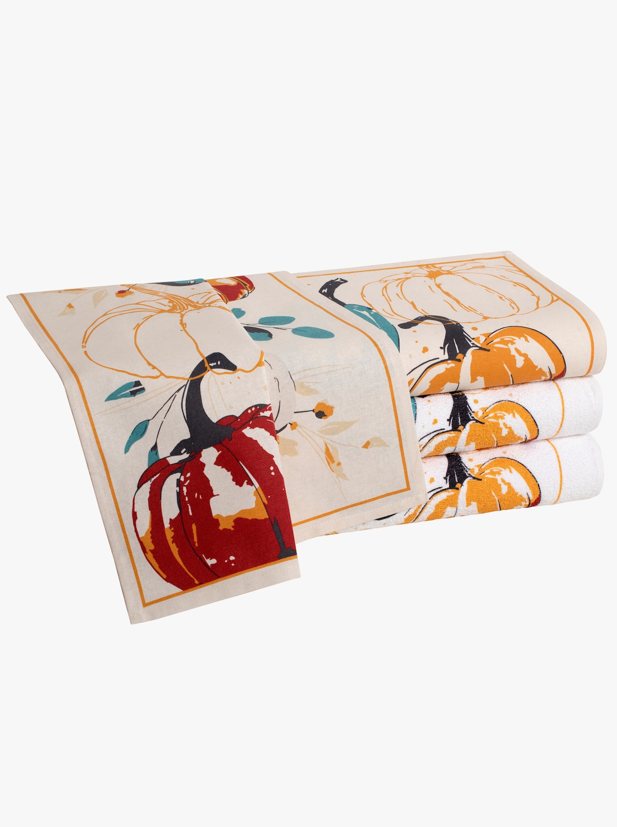 Frottiertücher - ecru-bleu-bedruckt