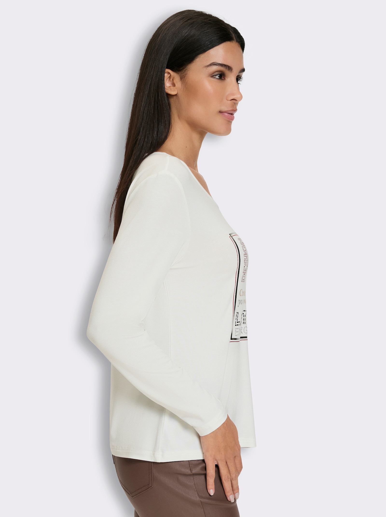 heine Langarmshirt mit Foliendruck - ecru
