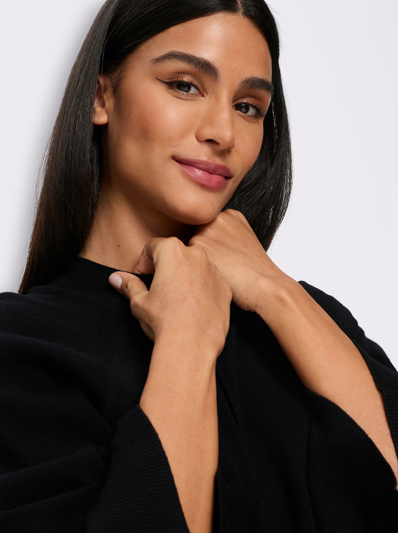 heine 3/4 Arm-Pullover mit Stehkragen - schwarz