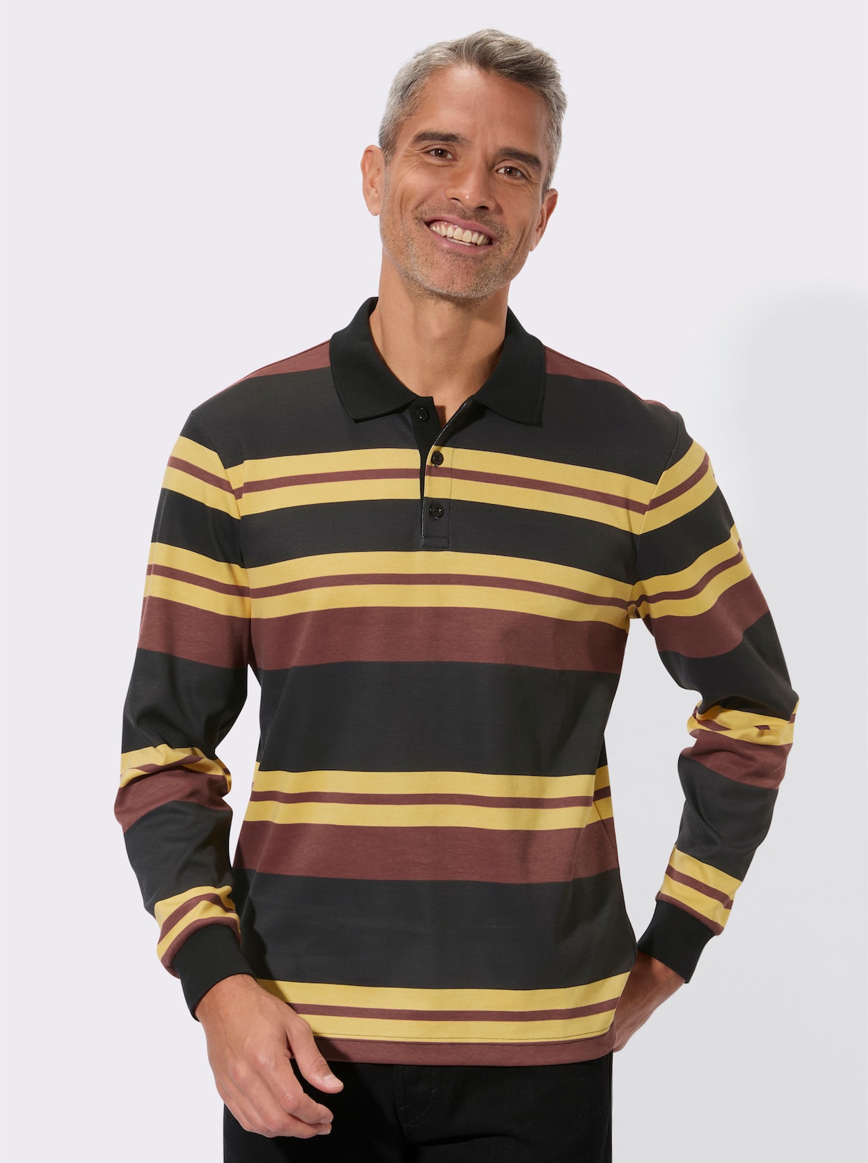 Sweatshirt im Ringel-Dessin - schwarz-rotbraun-geringelt