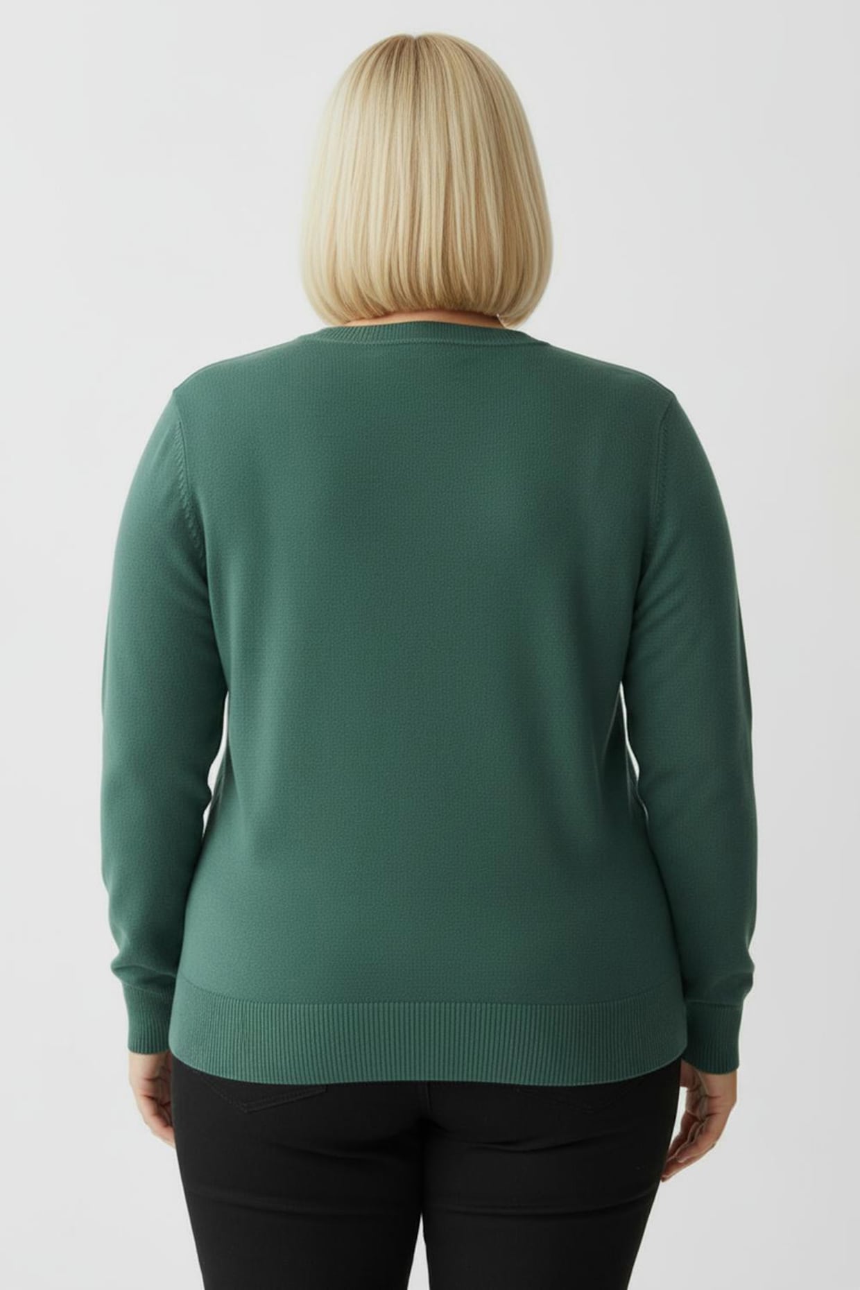 Langarm-Pullover aus reiner Baumwolle - jade
