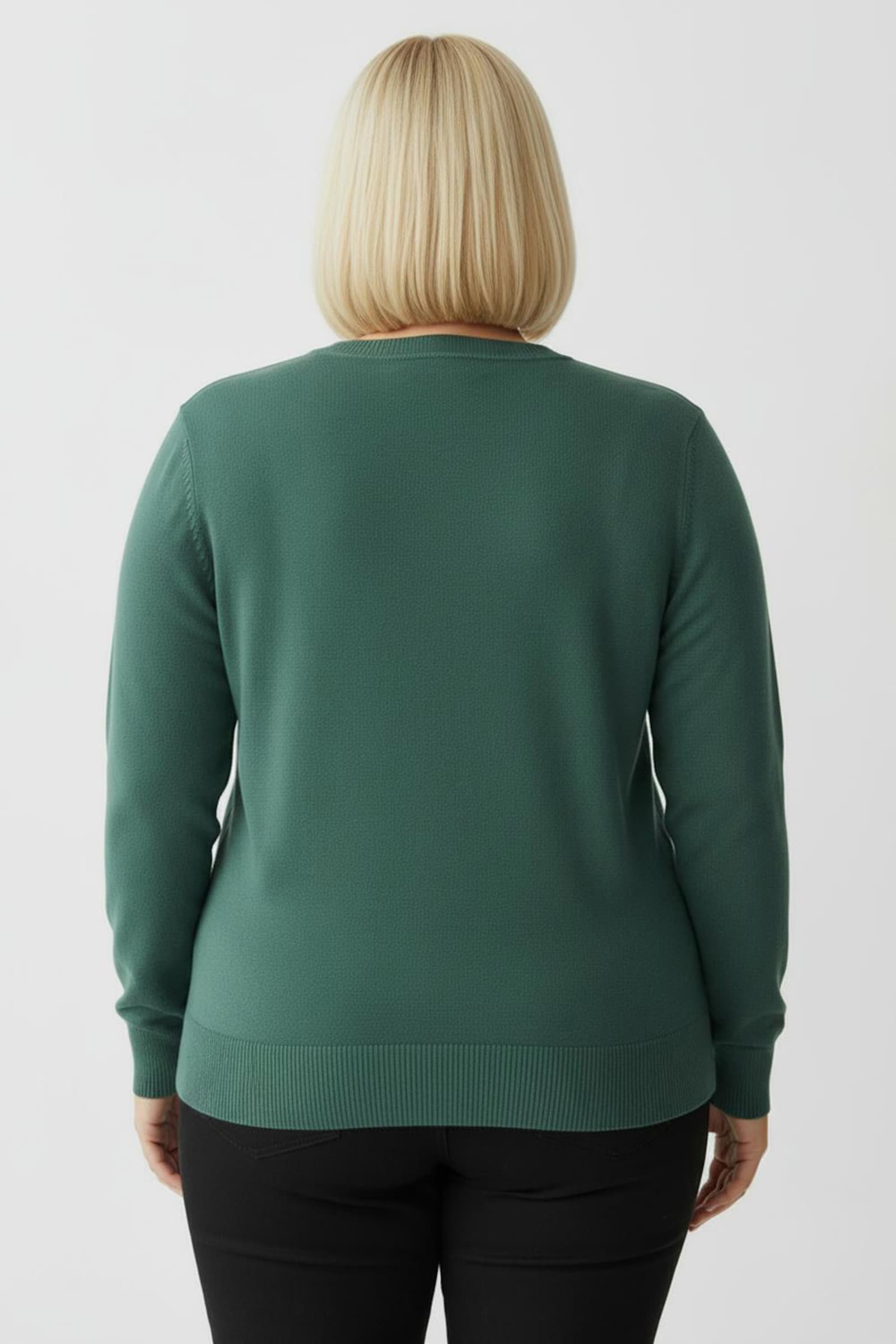 Langarm-Pullover aus reiner Baumwolle - jade