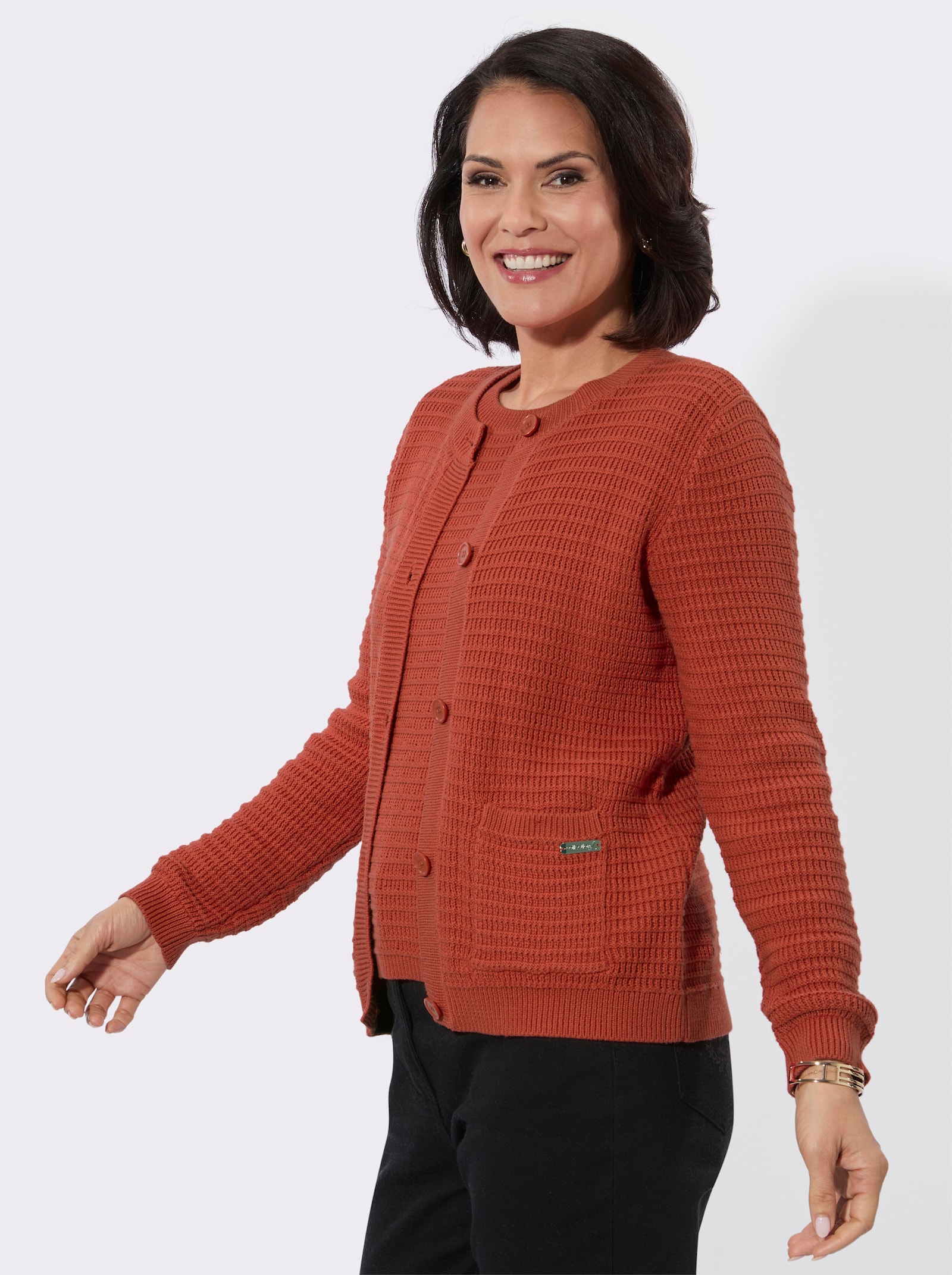 Twin-Set mit gerippten Abschlüssen - terra