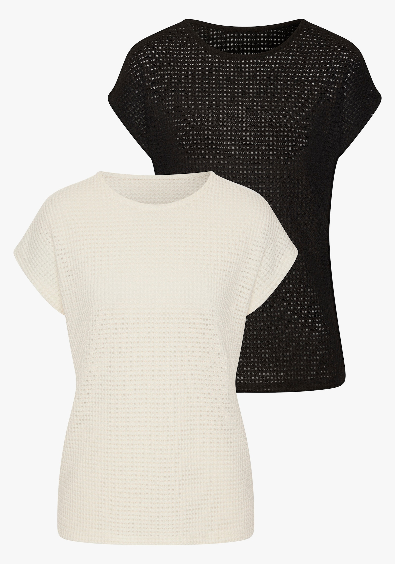 Vivance Kurzarmshirt - creme, schwarz