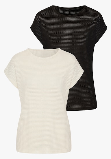 Vivance Shirt met korte mouwen - crème, zwart