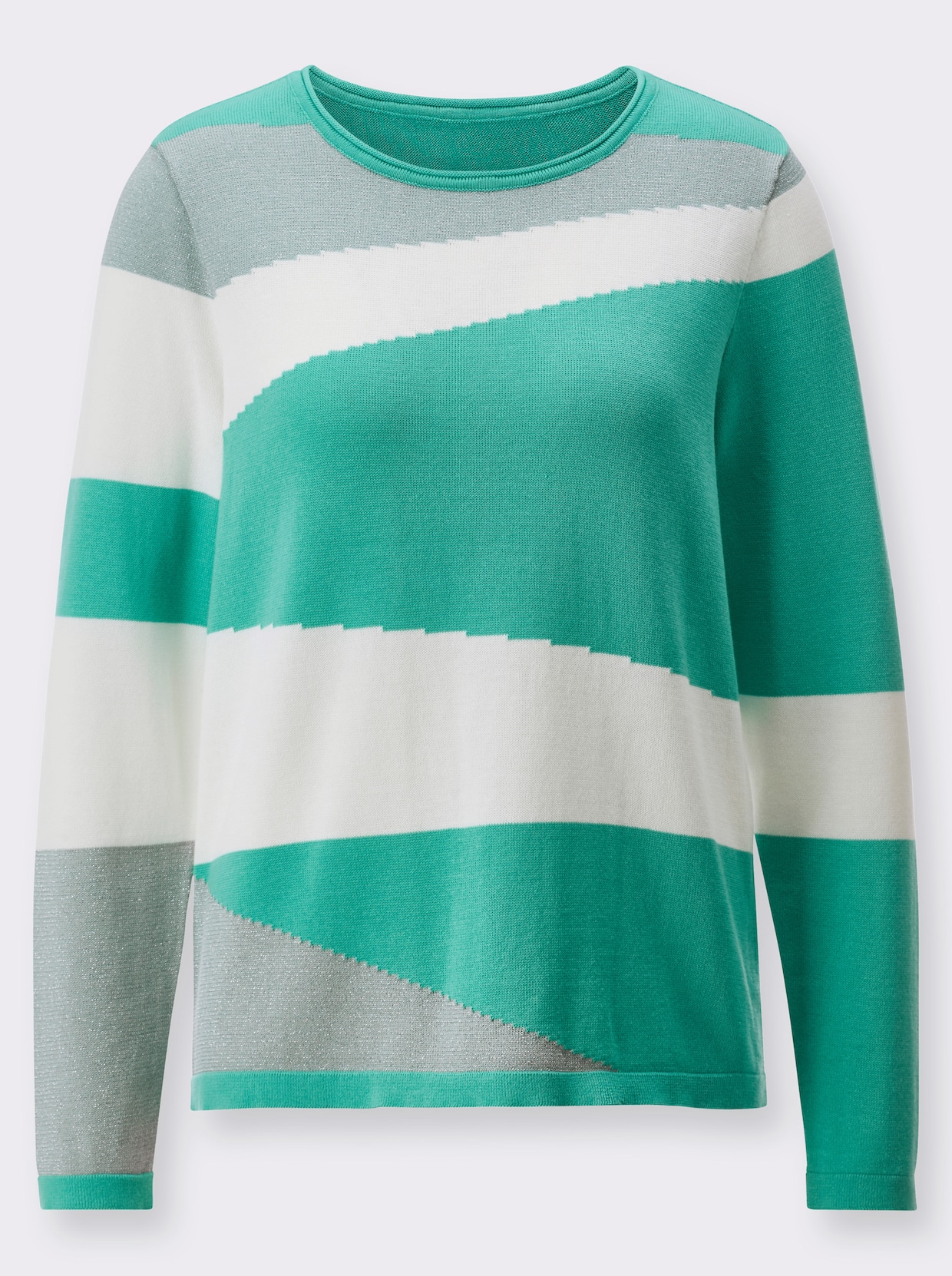 Pullover met lange mouwen - ecru/blauwgroen gedessineerd