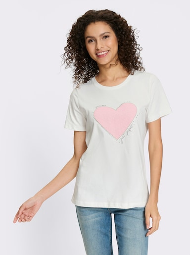 heine T-Shirt mit Herz-Motiv - hellrosé