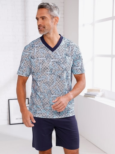Shorty - eisblau-marine-bedruckt