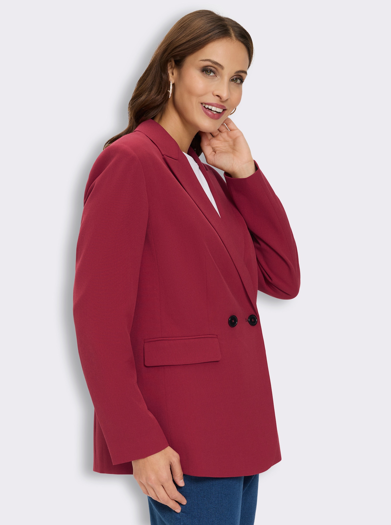 Blazer mit knöpfbarer Innentasche - kirsche