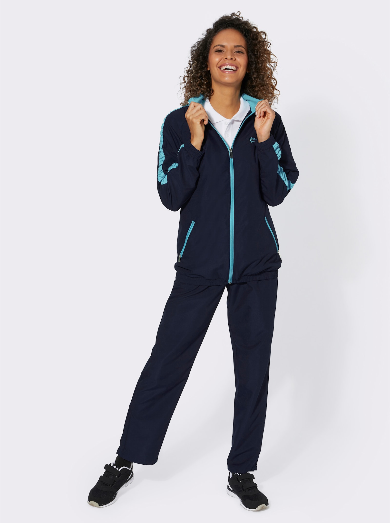 Catamaran Sports Vrijetijdspak met rimpeling op de mouwen - marine/turquoise