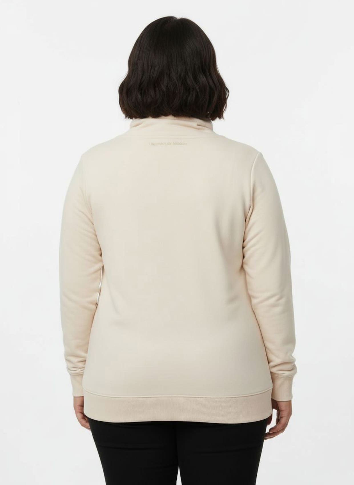 Sweatshirt mit überlappendem Stehkragen - elfenbein