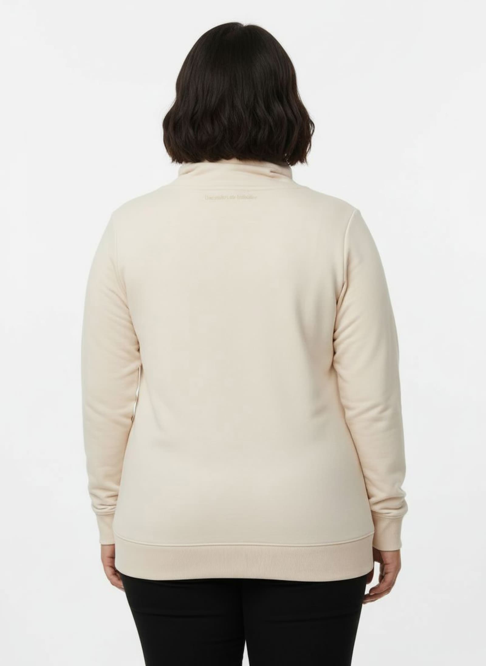 Sweatshirt mit überlappendem Stehkragen - elfenbein