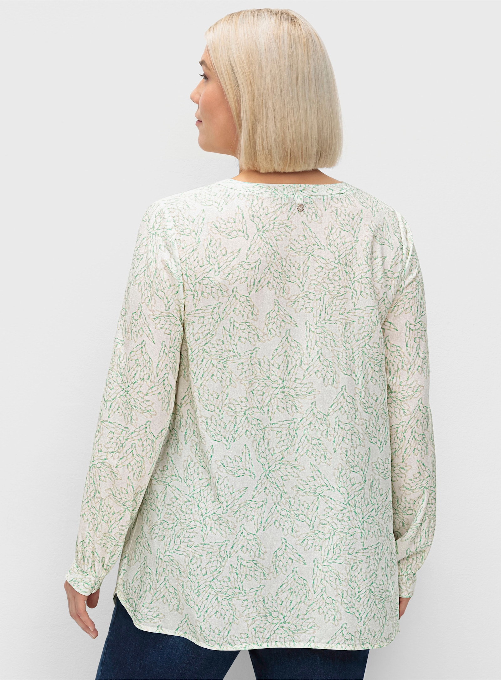 sheego Tunika mit filigranem Blätterprint - champagner-gemustert