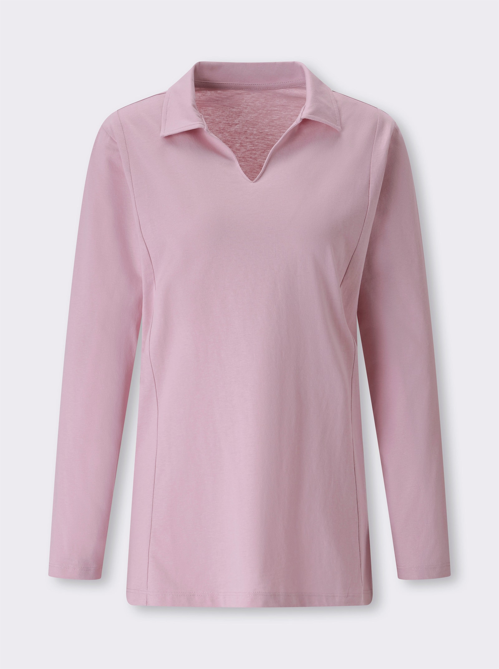 Poloshirt mit Seitenschlitzen - rosé