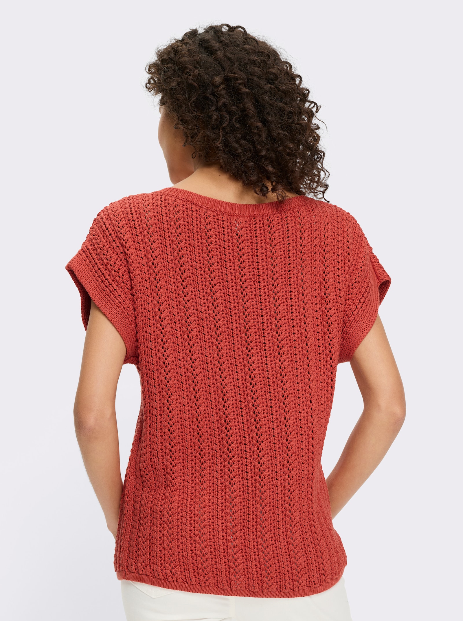 heine Pull ajouré avec manches chauve-souris - terre cuite