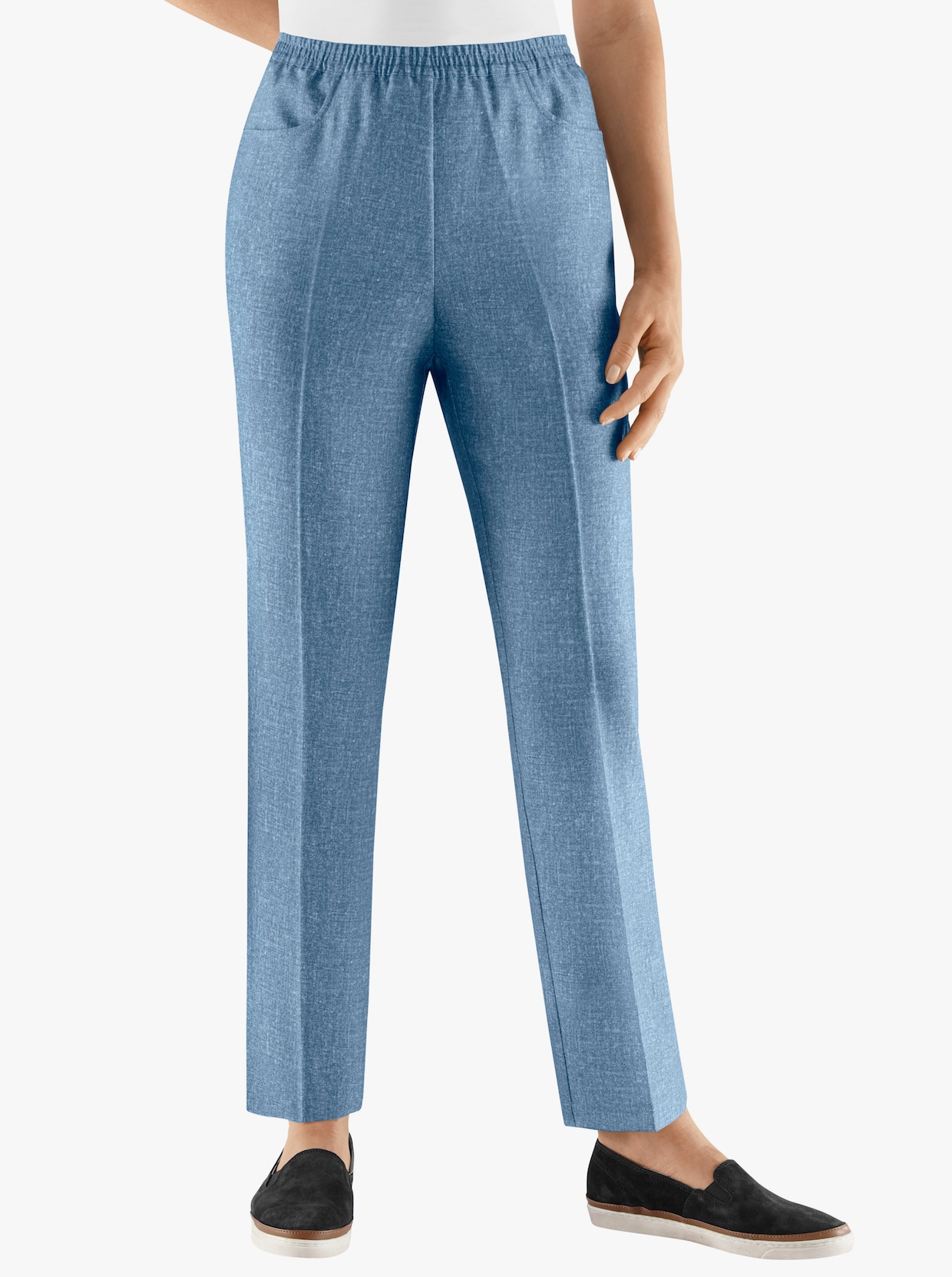 comfortbroek - blauw gemêleerd + marine gemêleerd